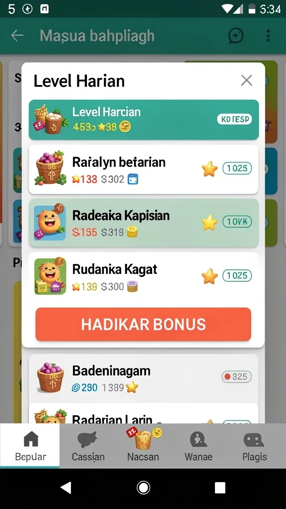 sip33 - Tangkapan layar menampilkan menu karakter dan pilihan kustomisasi.